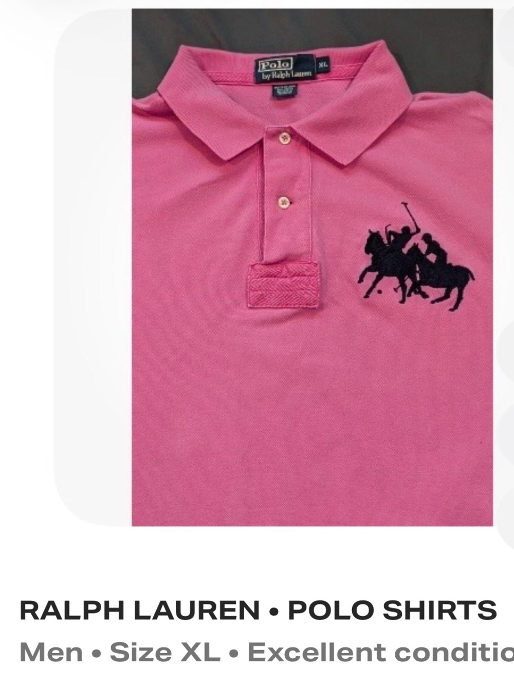 Ralph Lauren Men's Pink Polo with Navy Pony Embroidery